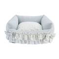 Puppy Angel(R) POKSINE Flower Linen Cushion Blue